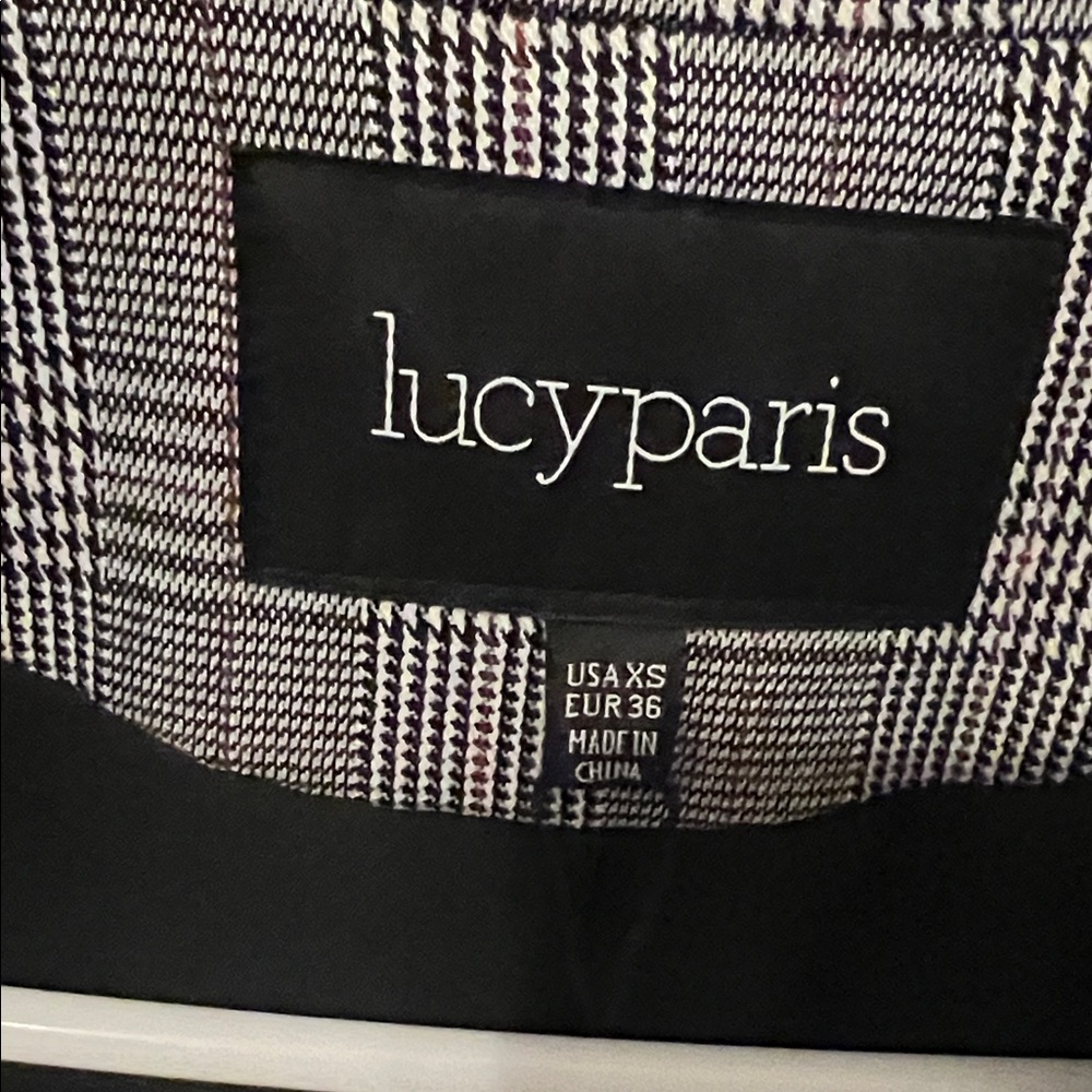 Lucy Paris double button grey plaid contemporary tailored Blazer XS NWT - Picture 4 of 15